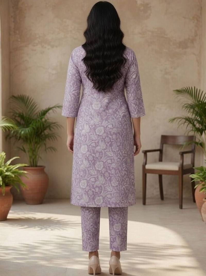 Women Floral Printed Regular  Cotton Kurta with Trousers & With Dupatta