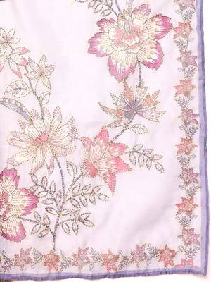Floral Embroidered Chanderi Silk Straight Kurta With Trouser & Dupatta 4