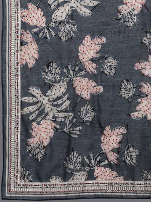 Floral Embroidered Chanderi Silk Straight Kurta & Trousers With Dupatta 4