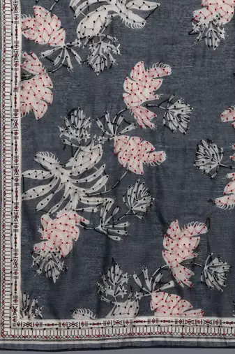 Floral Embroidered Chanderi Silk Straight Kurta & Trousers With Dupatta