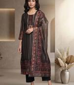 Women Ethnic Motifs Printed Regular Chanderi Silk Kurta with Trousers & With Dupatta