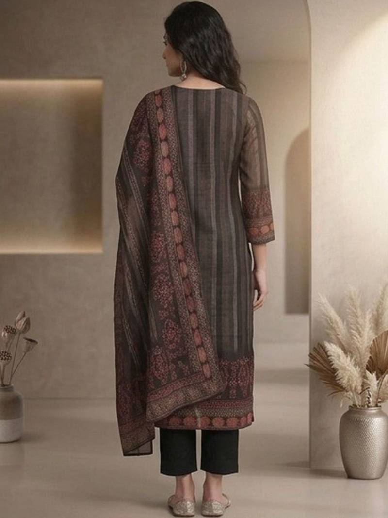 Women Ethnic Motifs Printed Regular Chanderi Silk Kurta with Trousers & With Dupatta
