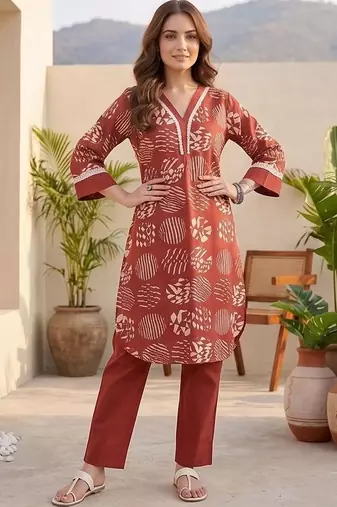 Women Printed Regular Kurta with Trousers