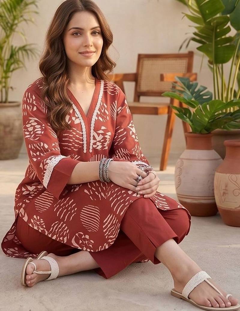 Women Printed Regular Kurta with Trousers