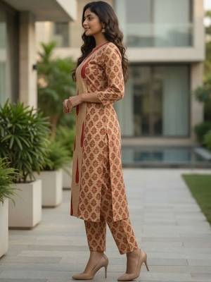 Women Ethnic Motifs Printed Regular  Cotton Kurta with Trousers & With Dupatta 2