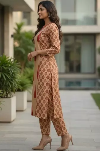 Women Ethnic Motifs Printed Regular Pure Cotton Kurta with Trousers & With Dupatta