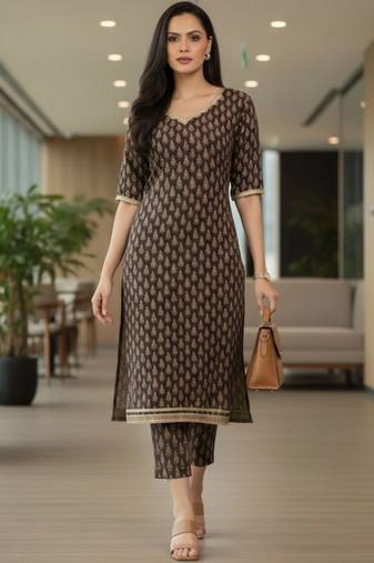 Women Ethnic Motifs Printed Regular Kurta with Trousers & With Dupatta