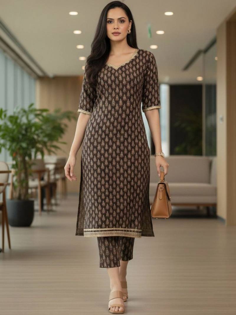 Women Ethnic Motifs Printed Regular Kurta with Trousers & With Dupatta