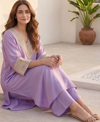 Women Embroidered Regular Thread Work Kurta with Palazzos 2
