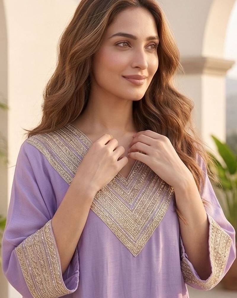 Women Embroidered Regular Thread Work Kurta with Palazzos