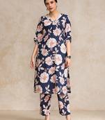 Women Floral Printed Regular  Cotton Kurta with Trousers