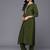 Floral Embroidered Notch Neck Mirror Work Straight Kurta With Trousers & Dupatta