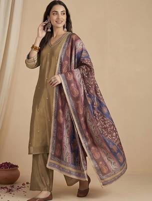 Women Ethnic Motifs Embroidered Regular Thread Work Kurta with Palazzos & With Dupatta 2
