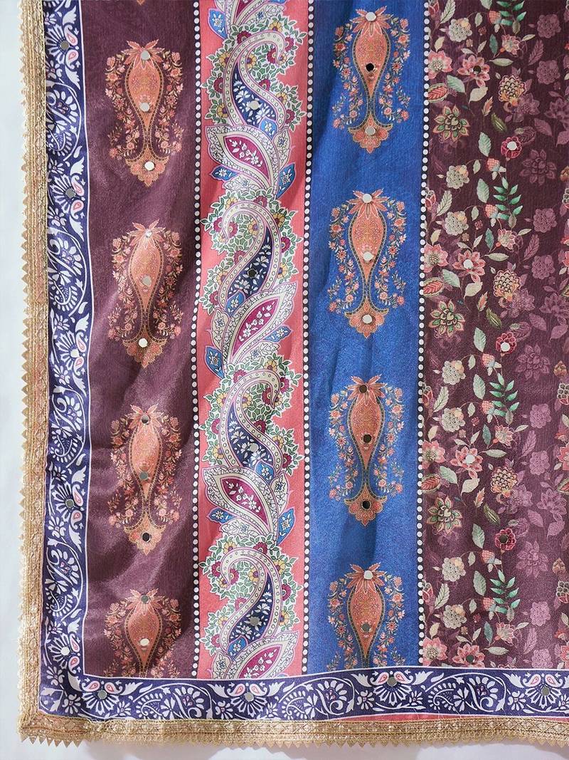 Women Ethnic Motifs Embroidered Regular Thread Work Kurta with Palazzos & With Dupatta