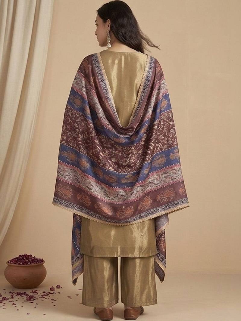 Women Ethnic Motifs Embroidered Regular Thread Work Kurta with Palazzos & With Dupatta