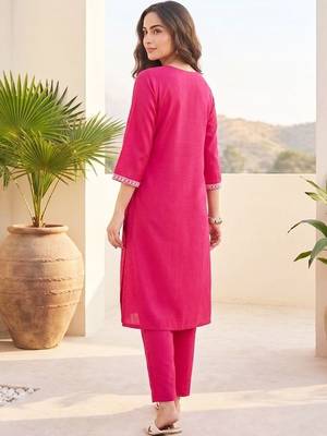 Women Ethnic Motifs Embroidered Regular Thread Work Kurta with Trousers & With Dupatta 4