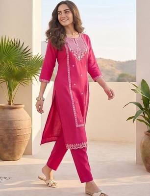 Women Ethnic Motifs Embroidered Regular Thread Work Kurta with Trousers & With Dupatta 6