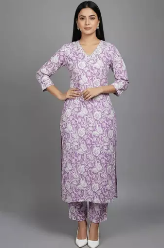 Women Floral Printed Regular  Cotton Kurta with Trousers & With Dupatta