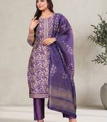 Women Ethnic Motifs Printed Regular Chanderi Silk Kurta with Trousers & With Dupatta