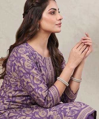 Women Ethnic Motifs Printed Regular Chanderi Silk Kurta with Trousers & With Dupatta 6