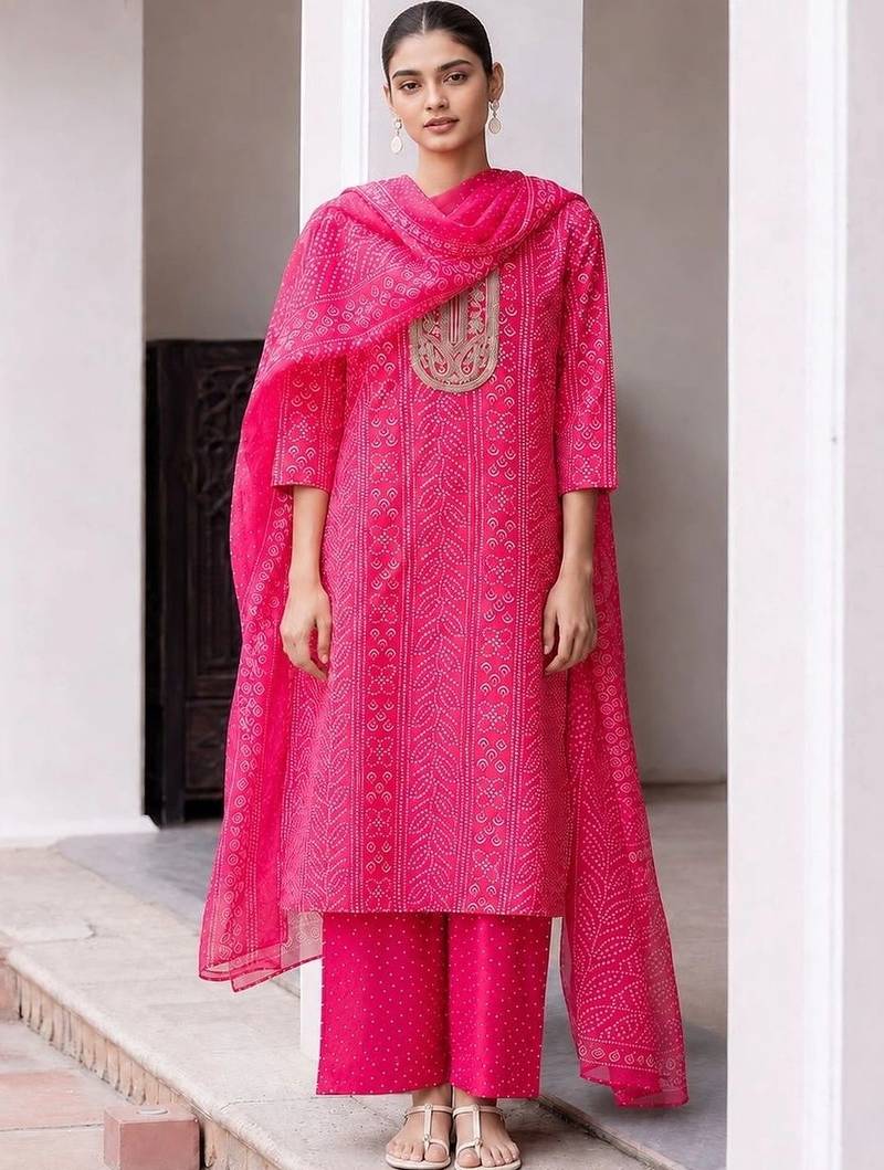 Women Ethnic Motifs Printed Regular Thread Work Kurta with Trousers & With Dupatta