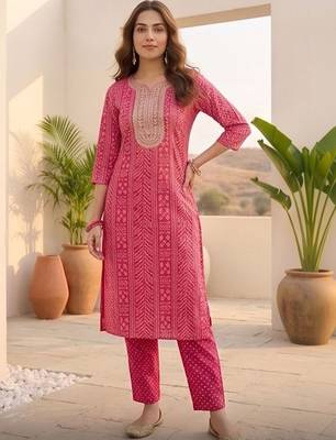 Women Ethnic Motifs Printed Regular Thread Work Kurta with Trousers & With Dupatta 3