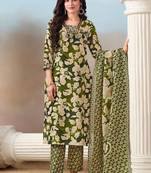 Women Floral Printed Regular Kurta with Trousers & With Dupatta