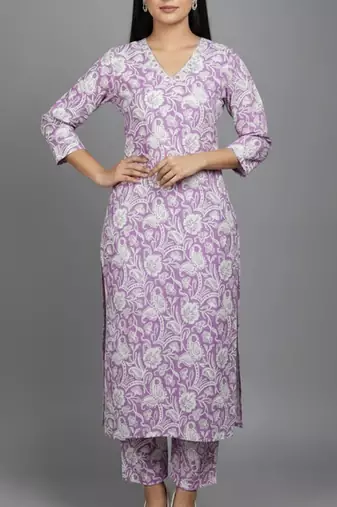 Women Floral Printed Regular  Cotton Kurta with Trousers & With Dupatta