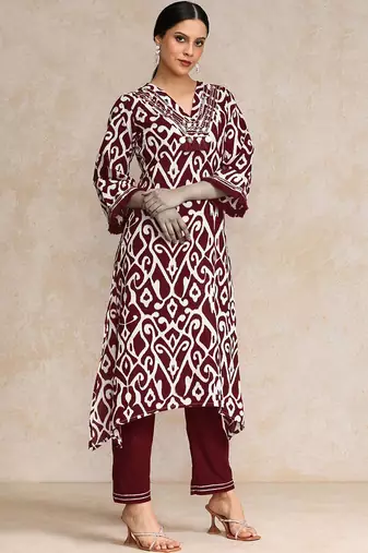 Floral Printed  Cotton Kurta with Trousers