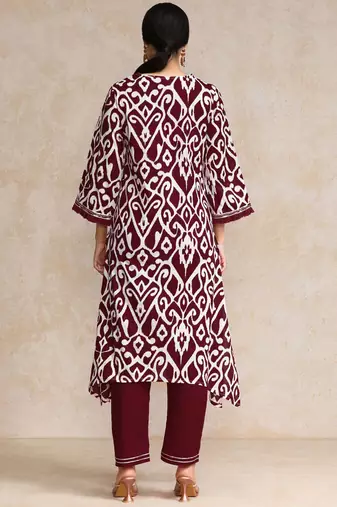 Floral Printed  Cotton Kurta with Trousers