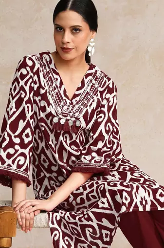 Floral Printed  Cotton Kurta with Trousers