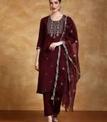 Women Floral Embroidered Kurta with Trousers & Dupatta