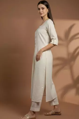 Women Regular Mirror Work Kurta with Trousers