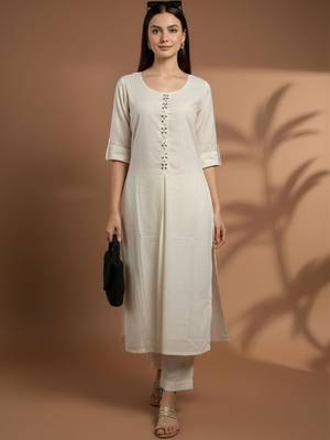 Women Regular Mirror Work Kurta with Trousers 3