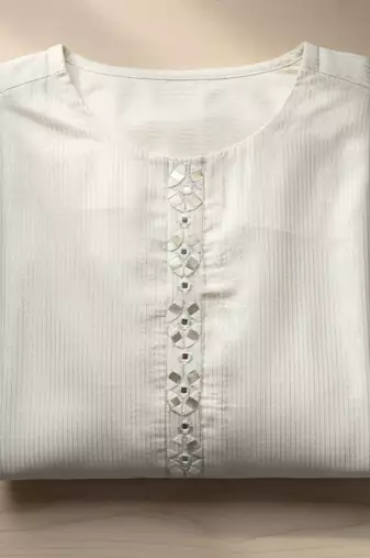 Women Regular Mirror Work Kurta with Trousers