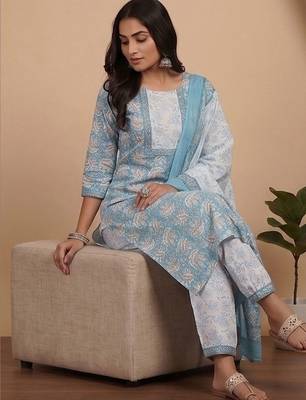 Women Floral Printed Regular Kurta with Patiala & With Dupatta 2