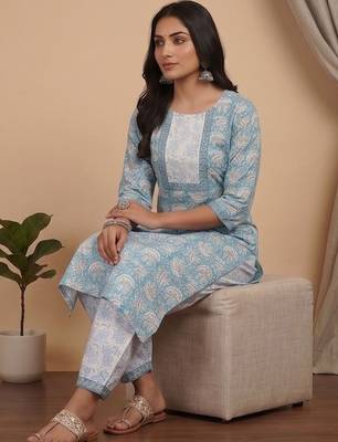 Women Floral Printed Regular Kurta with Patiala & With Dupatta 3