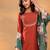 Maroon Floral Yoke Design Thread Work Straight Kurta With Trousers & Dupatta