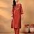 Maroon Floral Yoke Design Thread Work Straight Kurta With Trousers & Dupatta