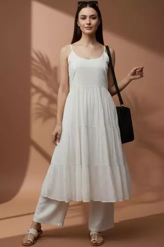 Women Tiered Kurta with Palazzos