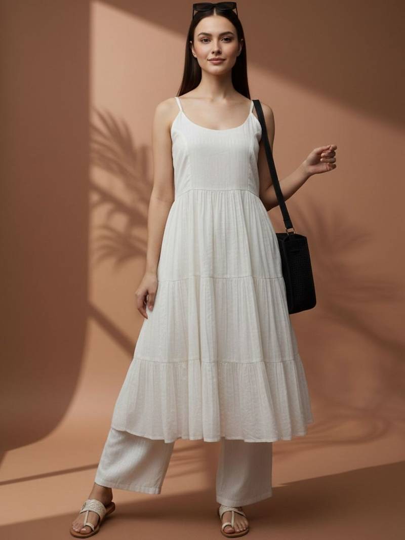 Women Tiered Kurta with Palazzos
