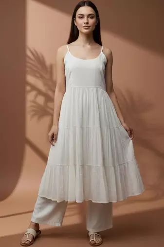 Women Tiered Kurta with Palazzos