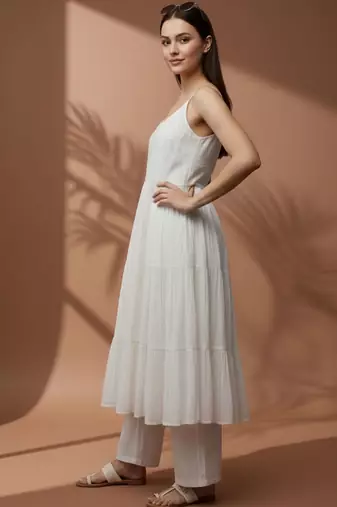 Women Tiered Kurta with Palazzos