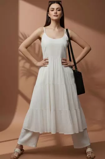 Women Tiered Kurta with Palazzos