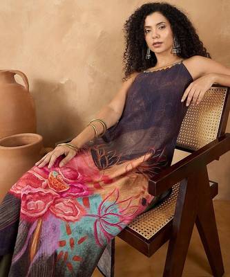 Women Floral Printed Kurta with Trousers 7