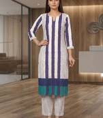 Women Striped Regular Kurta with Trousers
