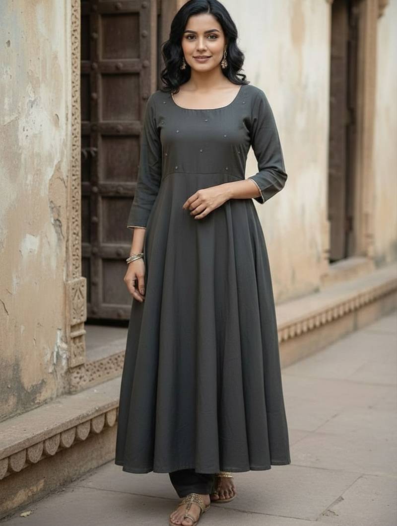 Women Embroidered Tiered Thread Work Kurta with Trousers & With Dupatta
