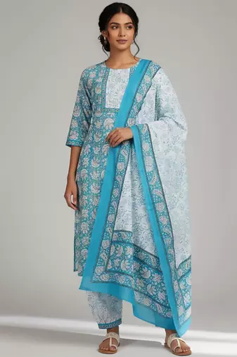 Women Ethnic Motifs Printed Regular Kurta with Patiala & With Dupatta