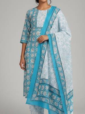 Women Ethnic Motifs Printed Regular Kurta with Patiala & With Dupatta 2