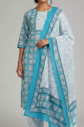 Women Ethnic Motifs Printed Regular Kurta with Patiala & With Dupatta